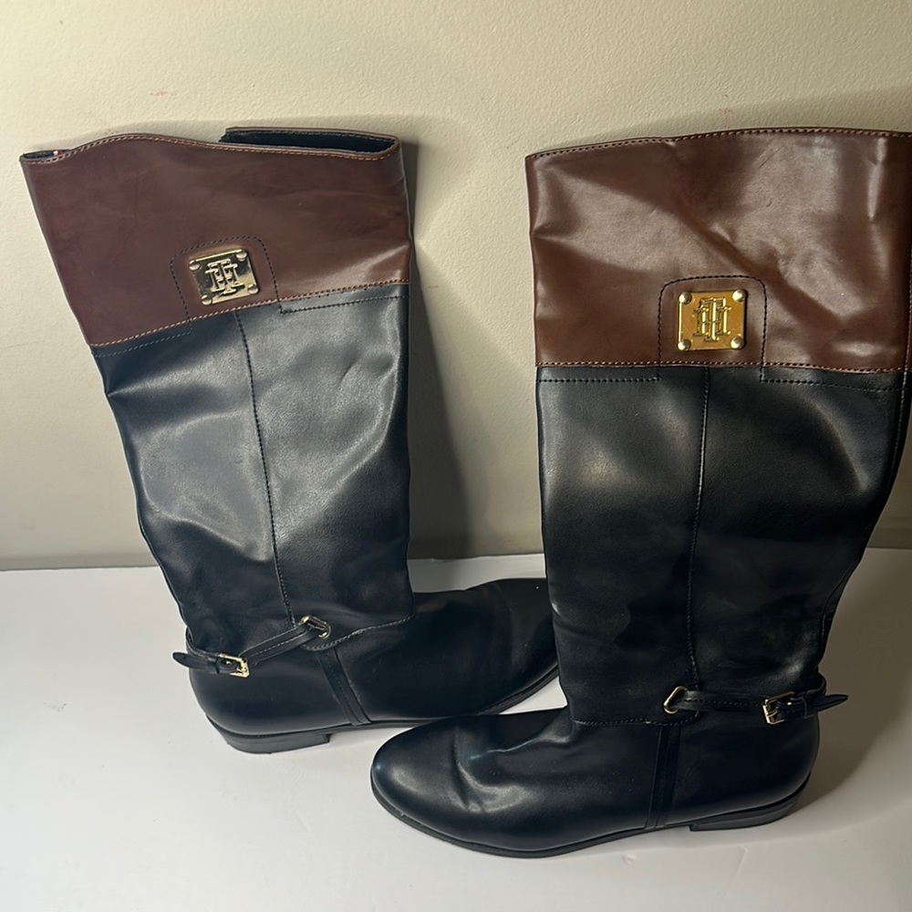 Black and Brown Leather Riding Boots